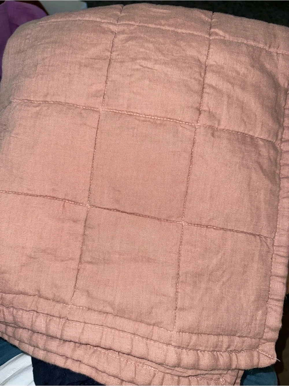 New Quince Euro Sham Box Stitch Dusty Pink Quilted Linen PillowsHome Bedding